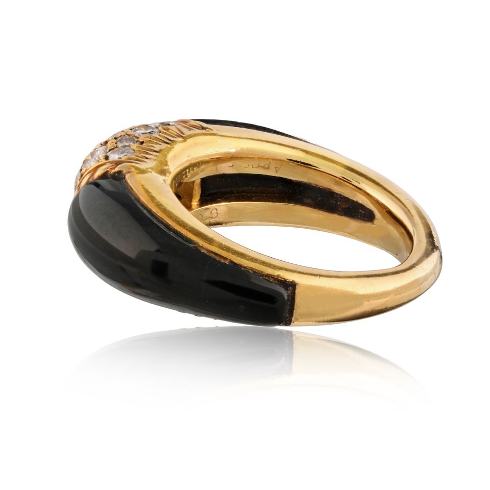 Van Cleef & Arpels Onyx 18K Yellow Gold Diamond Philippine Ring — view 6 — Laura Milman New York