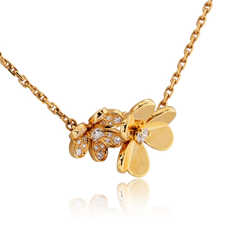 Van Cleef & Arpels Frivole 18K Yellow Gold 9 Flowers Diamond Motifs Necklace — view 4 — Laura Milman New York