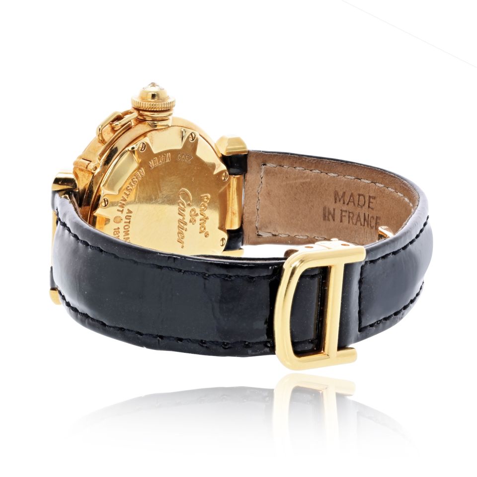 Pre-Owned Cartier Pasha 18K Yellow Gold 32mm Original Fancy Yellow Diamond Grill Watch — view 3 — Laura Milman New York