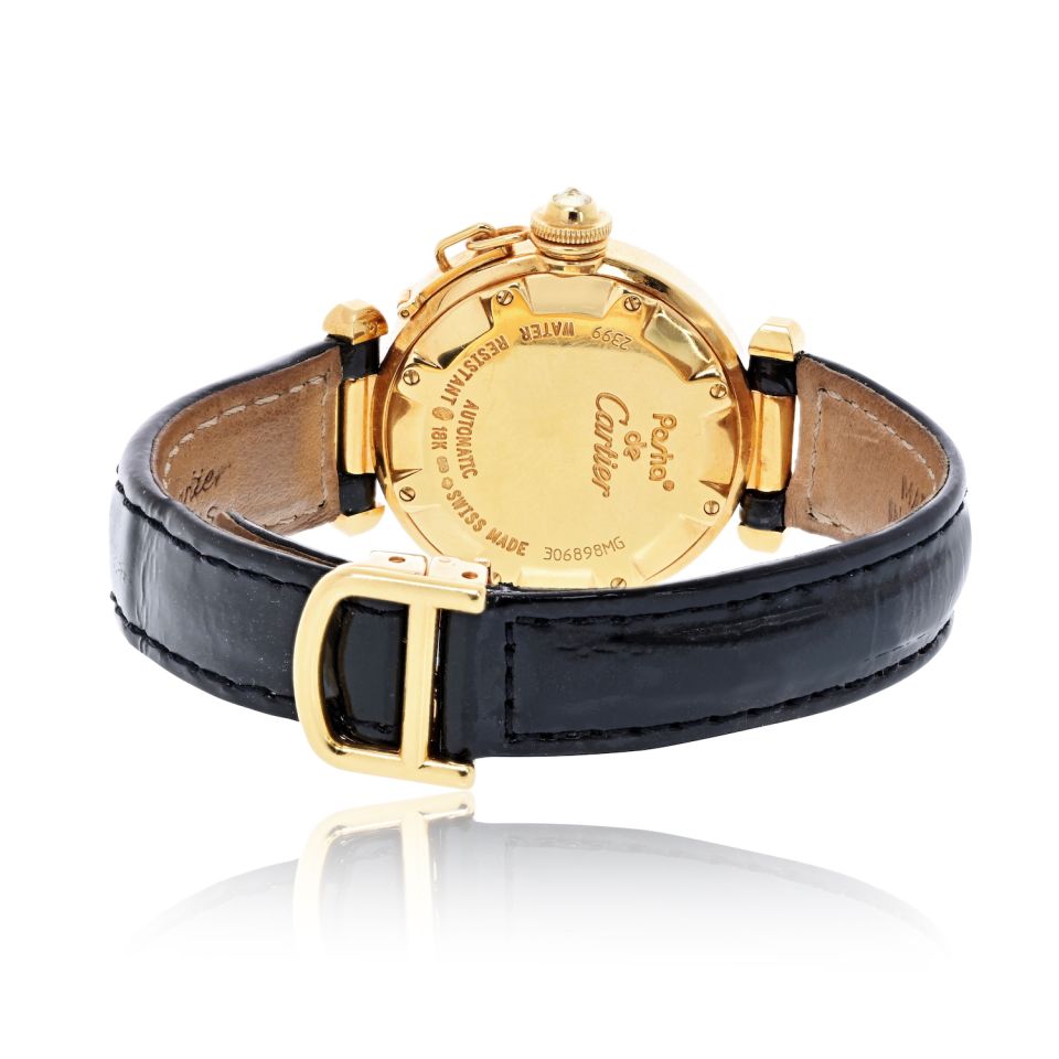 Pre-Owned Cartier Pasha 18K Yellow Gold 32mm Original Fancy Yellow Diamond Grill Watch — view 4 — Laura Milman New York