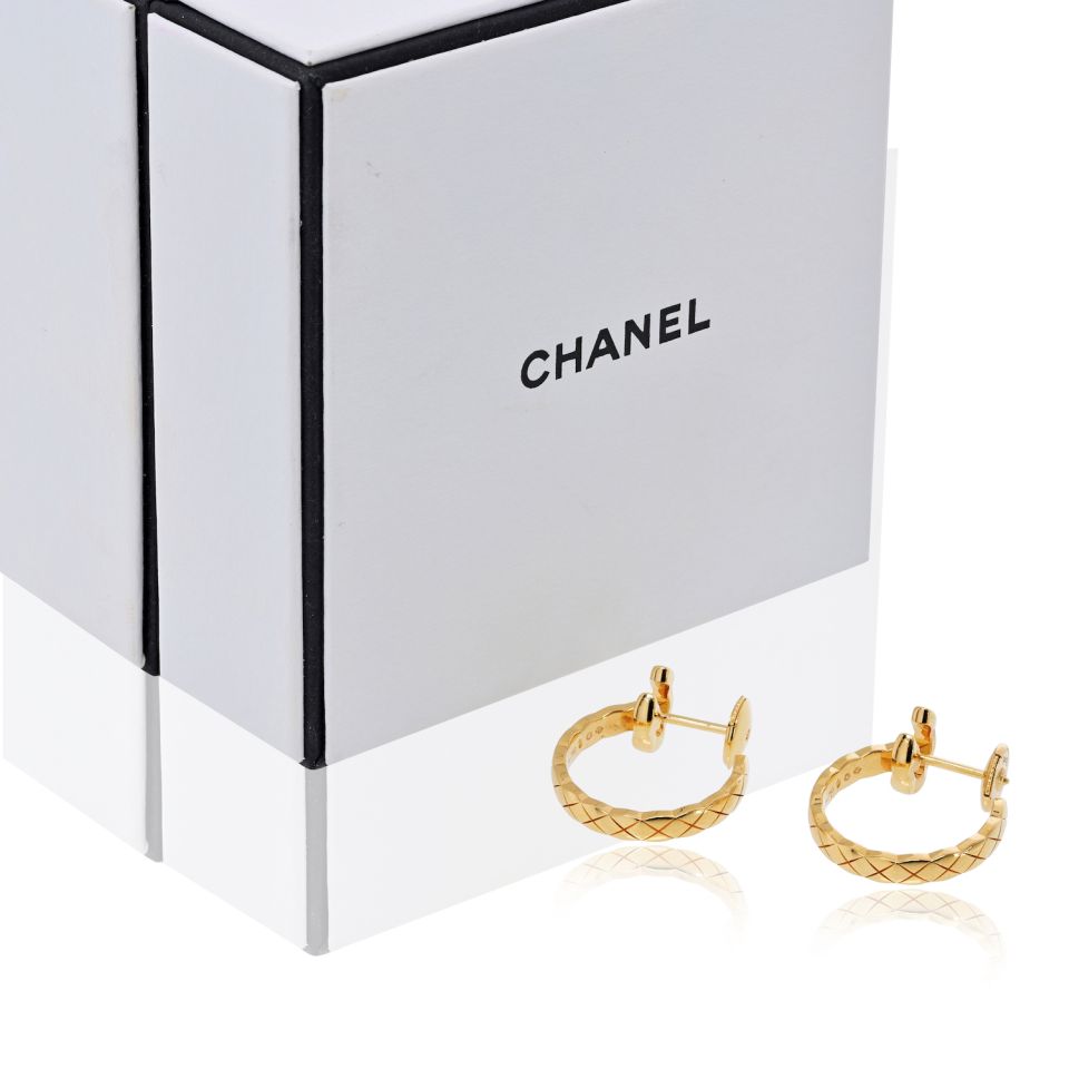 Chanel Coco Hoops 18K Yellow Gold Ref. J13161 Earrings — view 4 — Laura Milman New York