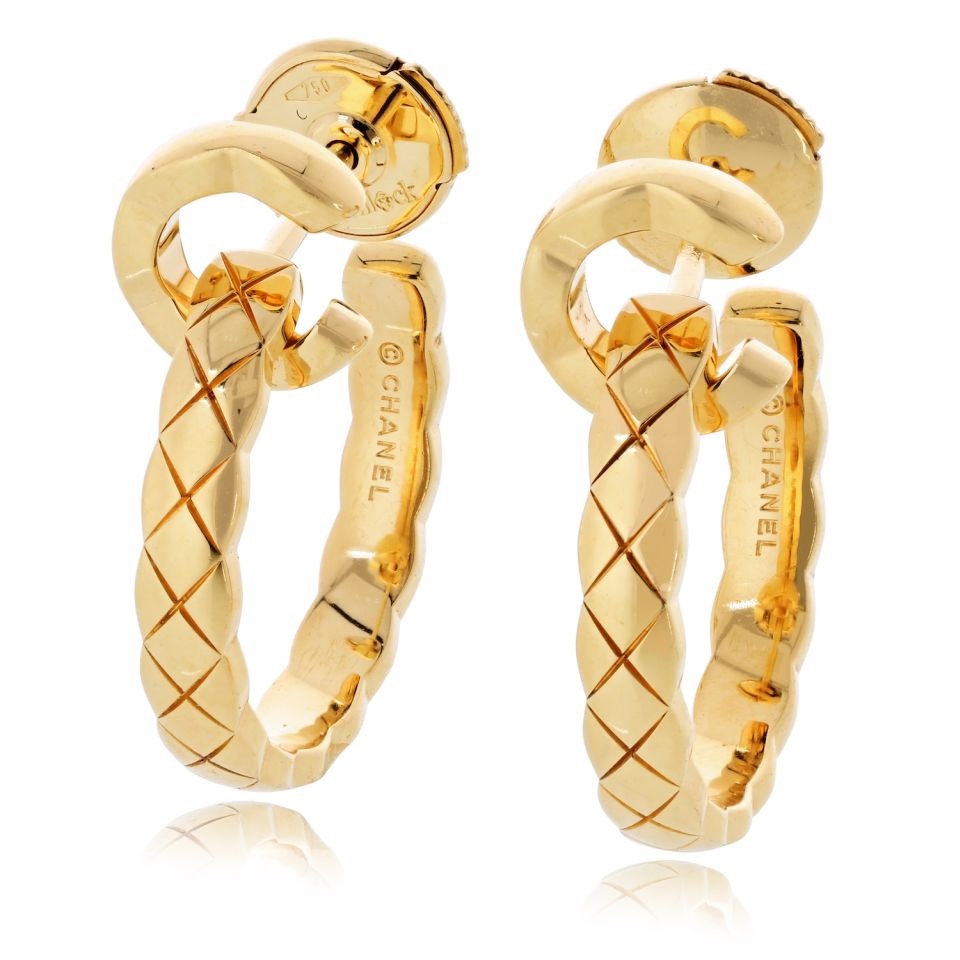 Chanel Coco Hoops 18K Yellow Gold Ref. J13161 Earrings — Laura Milman New York