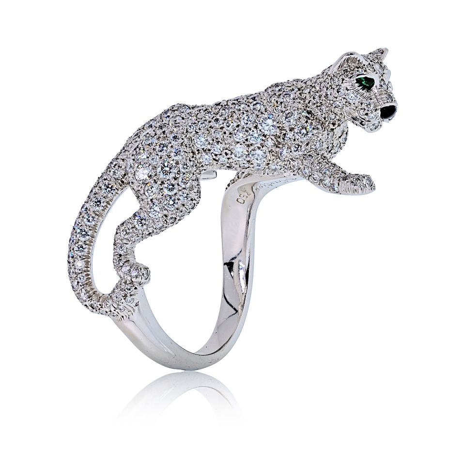 Cartier 18K White Gold Walking Diamond Panthere Ring — Laura Milman New York