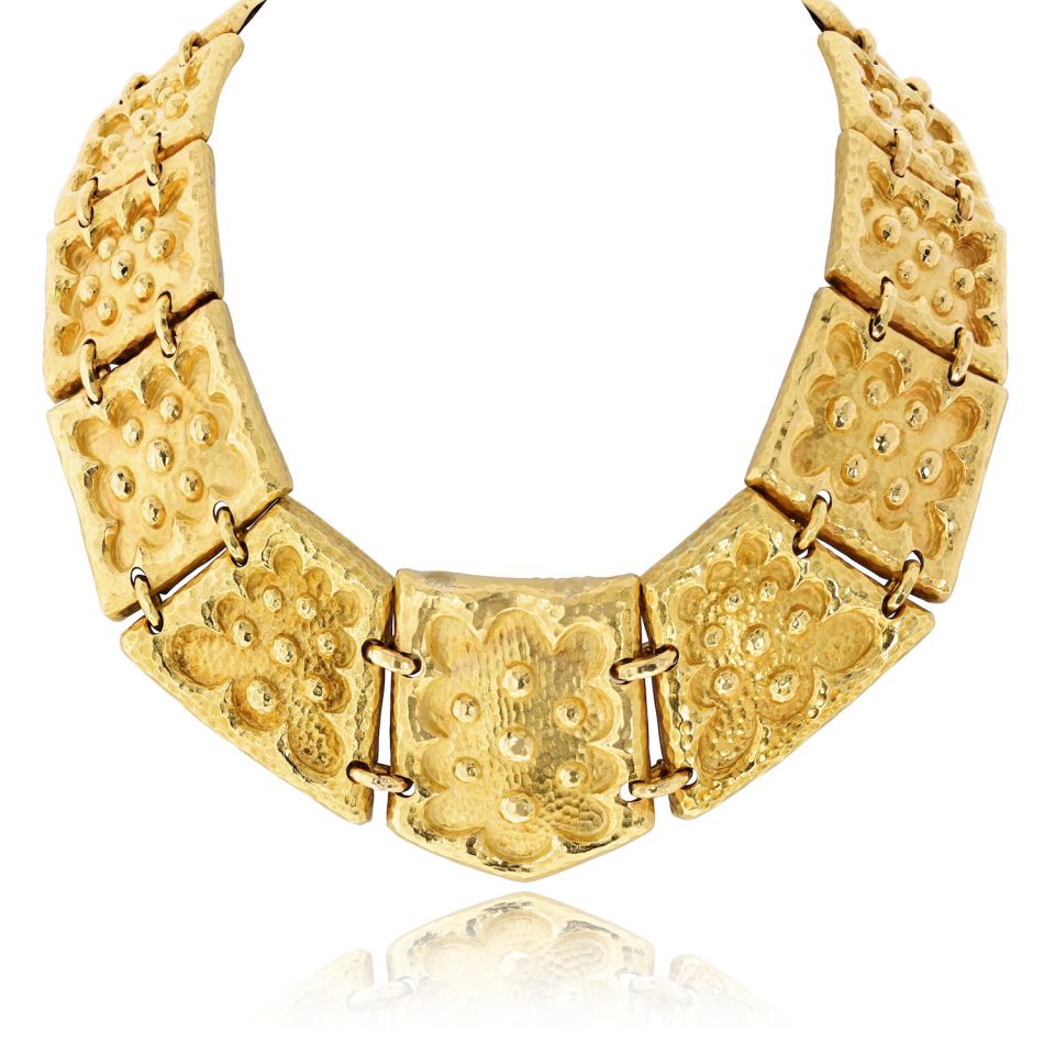 David Webb Collar 18K Yellow Gold 15 Pallet Necklace — Laura Milman New York