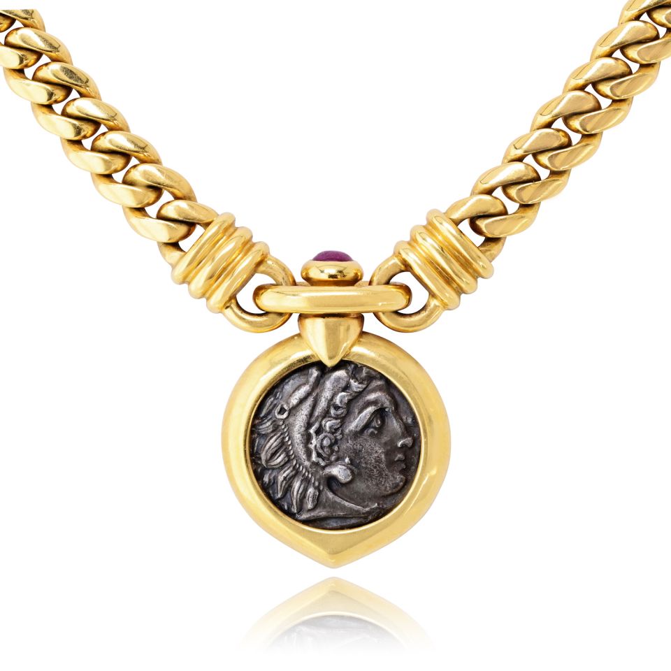 Bvlgari Monete 18K Yellow Gold Philippus III 323-319 Ac Circa 1982 Necklace — view 3 — Laura Milman New York