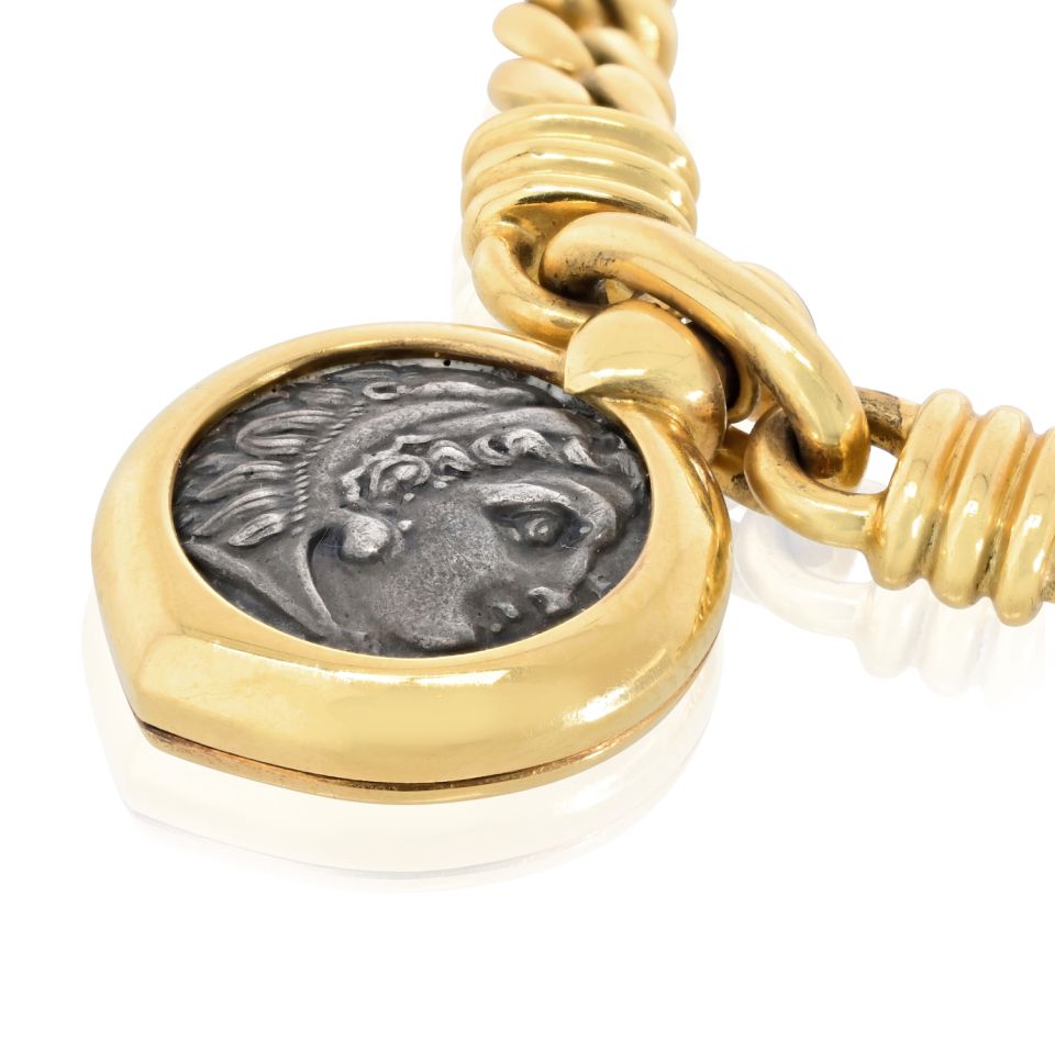 Bvlgari Monete 18K Yellow Gold Philippus III 323-319 Ac Circa 1982 Necklace — view 4 — Laura Milman New York