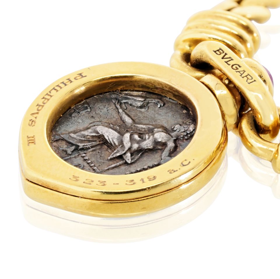 Bvlgari Monete 18K Yellow Gold Philippus III 323-319 Ac Circa 1982 Necklace — view 6 — Laura Milman New York