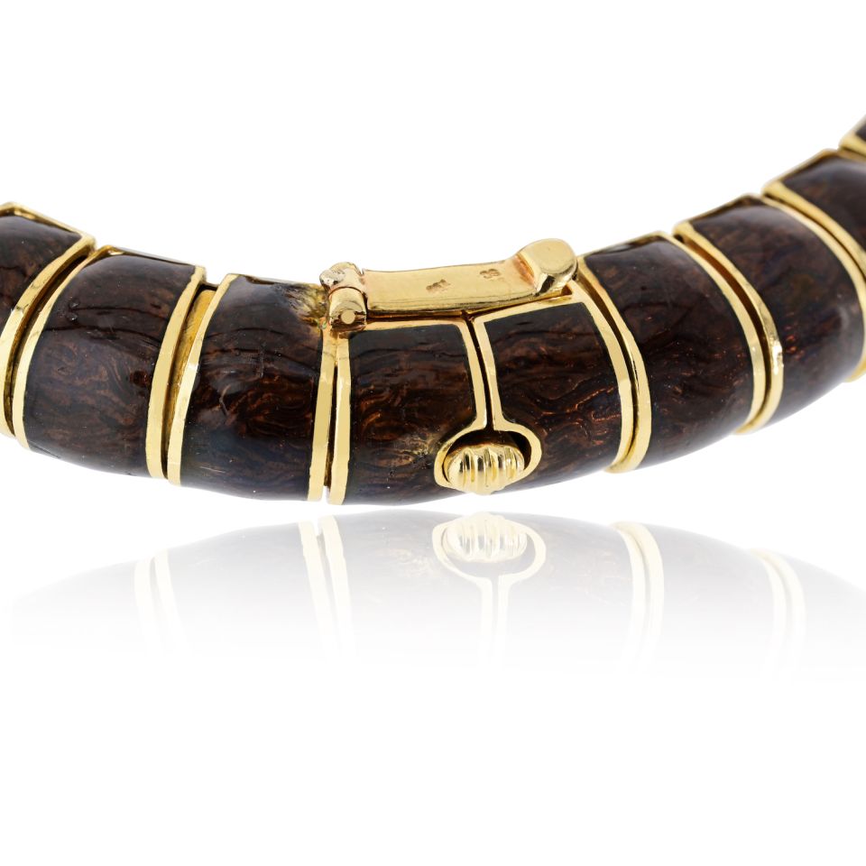 David Webb 18K Yellow Gold Brown Horse Green Eye Bracelet — view 7 — Laura Milman New York