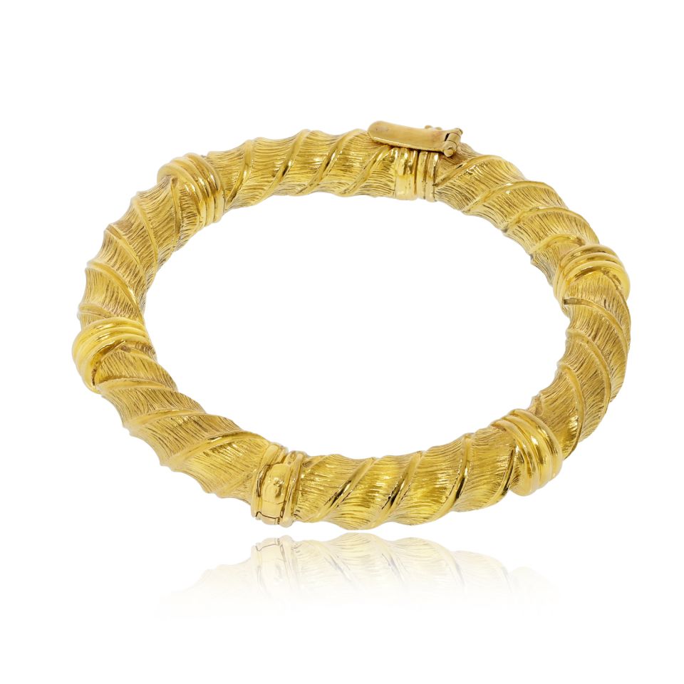 David Webb 18K Yellow Gold Twisted Bangle Bangle Bracelet — view 2 — Laura Milman New York