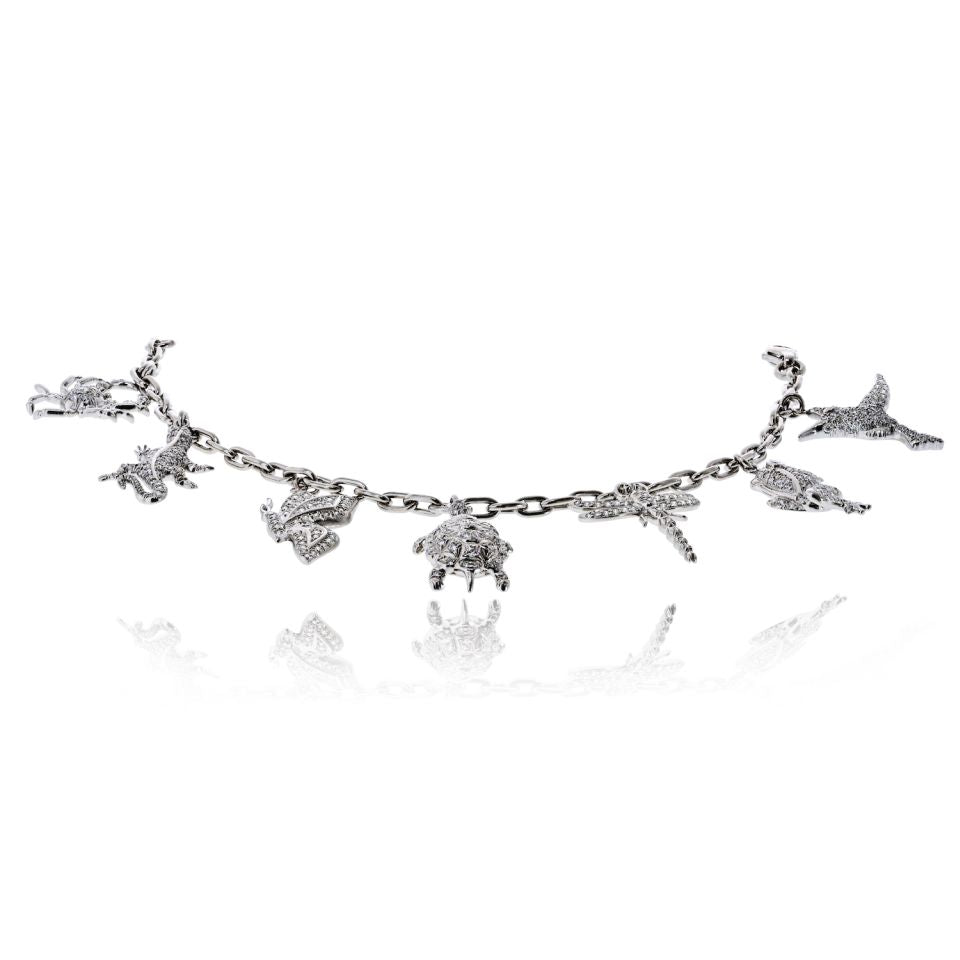 Tiffany & Co. Charm Platinum 7 Charm Diamond Bracelet — view 3 — Laura Milman New York