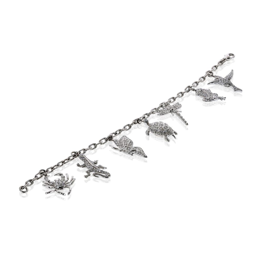 Tiffany & Co. Charm Platinum 7 Charm Diamond Bracelet — view 4 — Laura Milman New York