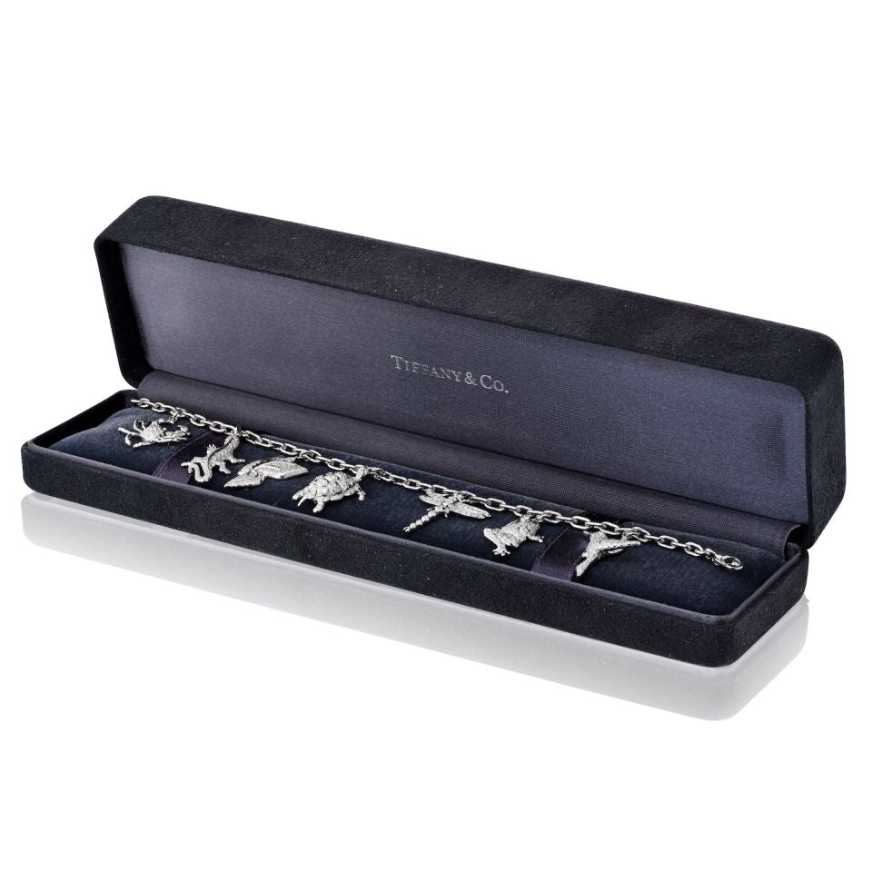 Tiffany & Co. Charm Platinum 7 Charm Diamond Bracelet — view 7 — Laura Milman New York