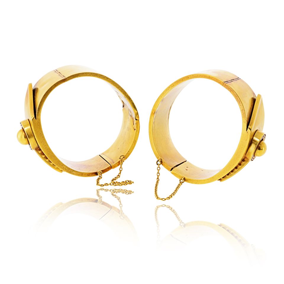 Tiffany & Co. Circa 1850 18K Yellow Gold Matching Bangle Bracelets — view 4 — Laura Milman New York