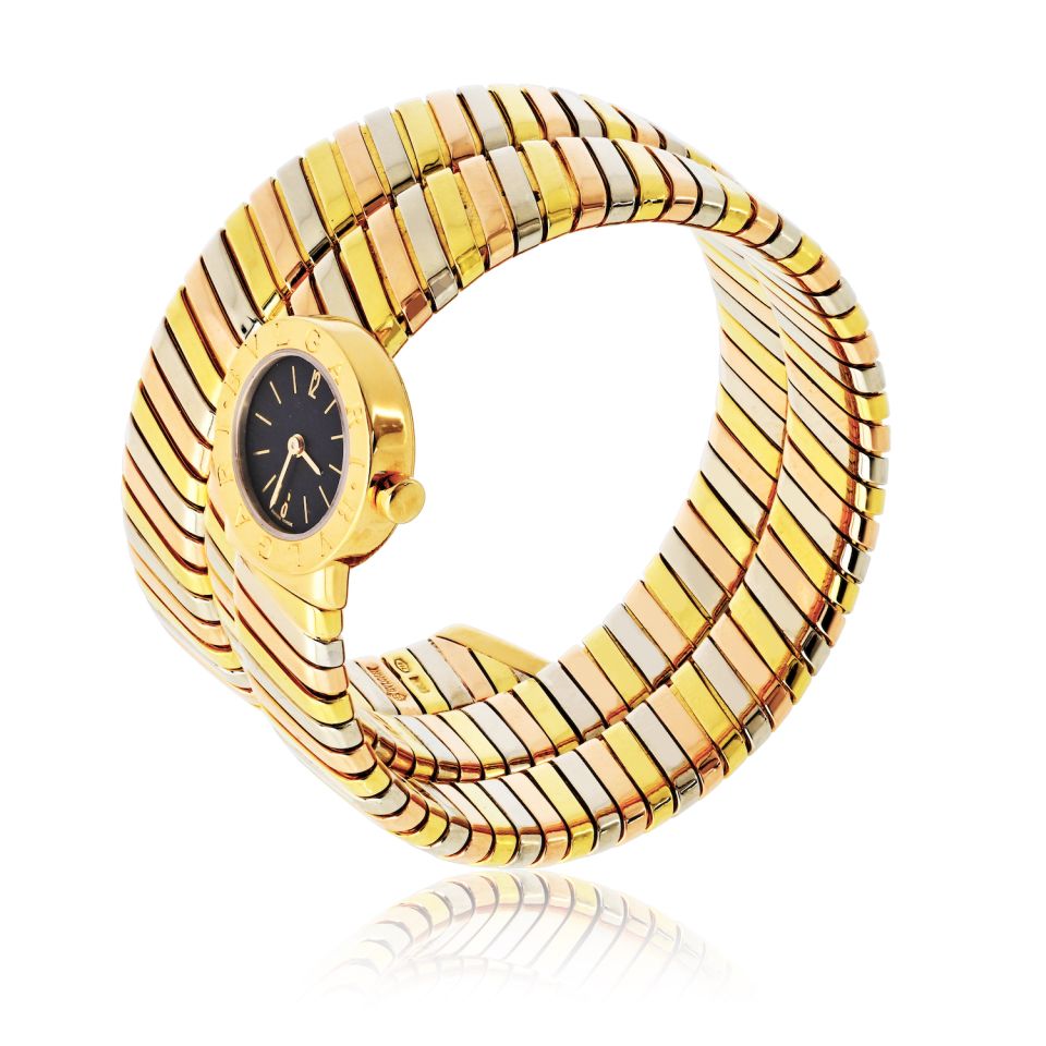 Pre-Owned Bvlgari Tubogas 18K Tri Color Bb 19 1 T Serpenti Watch — view 7 — Laura Milman New York