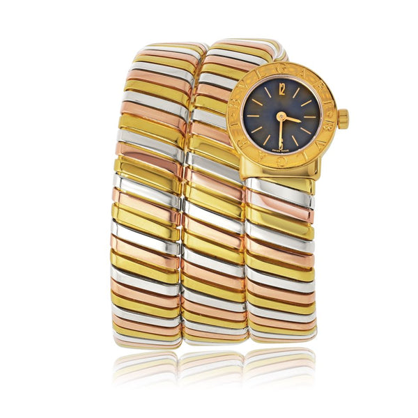 Pre-Owned Bvlgari Tubogas 18K Tri Color Bb 19 1 T Serpenti Watch