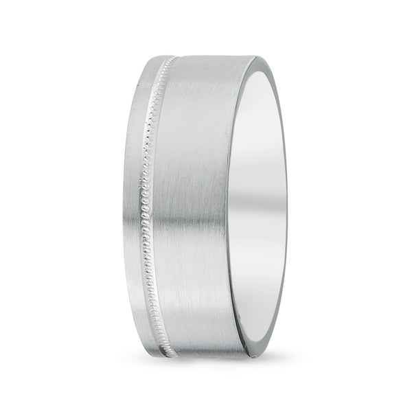Men's Matte Finish Wedding Band with Milgrain - Laura Milman New York