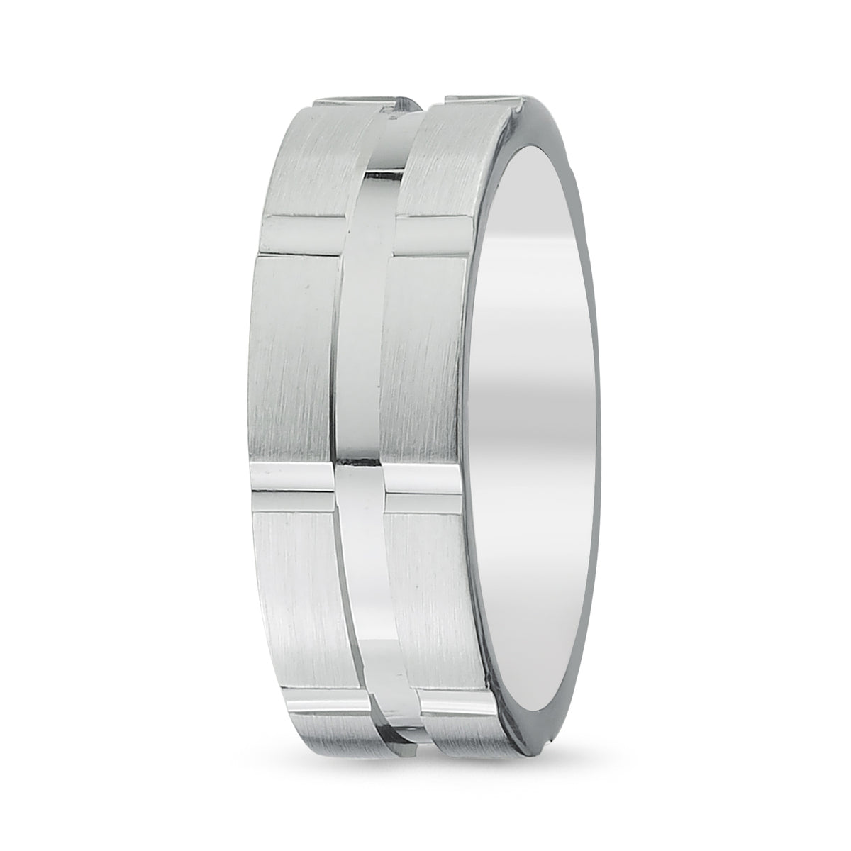 Men's Wedding Band with Beveled Matte Finish & Milgrain (Copy) (Copy) - Laura Milman New York