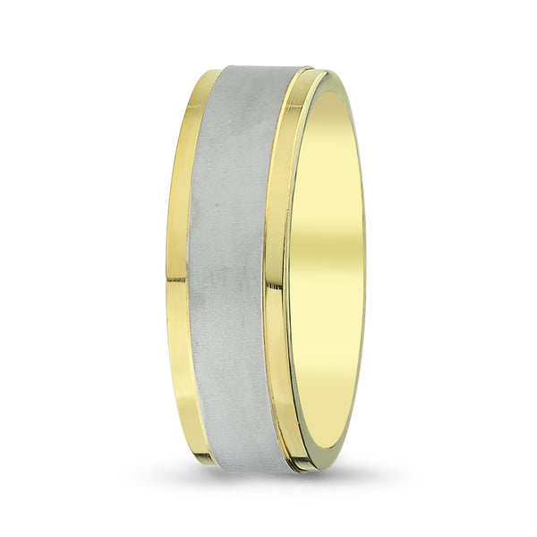 Two-Tone Brushed & Polished Men's Wedding Band – Yellow & White Gold - Laura Milman New York