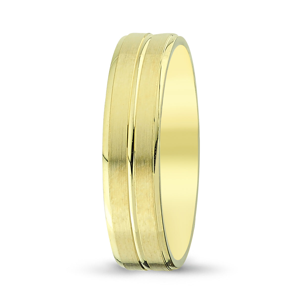 Men's Wedding Band with Brushed Satin Finish with Polished Groove Detailing - Laura Milman New York