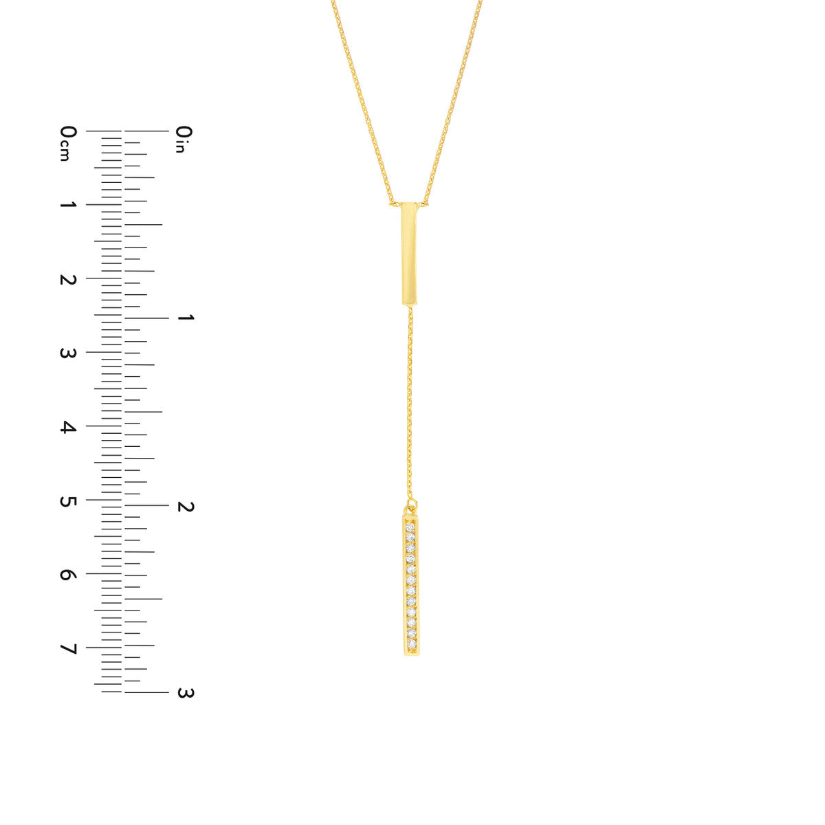 14K Gold Diamond Adjustable Necklace Diamond and Polished Bars Lariat Necklace