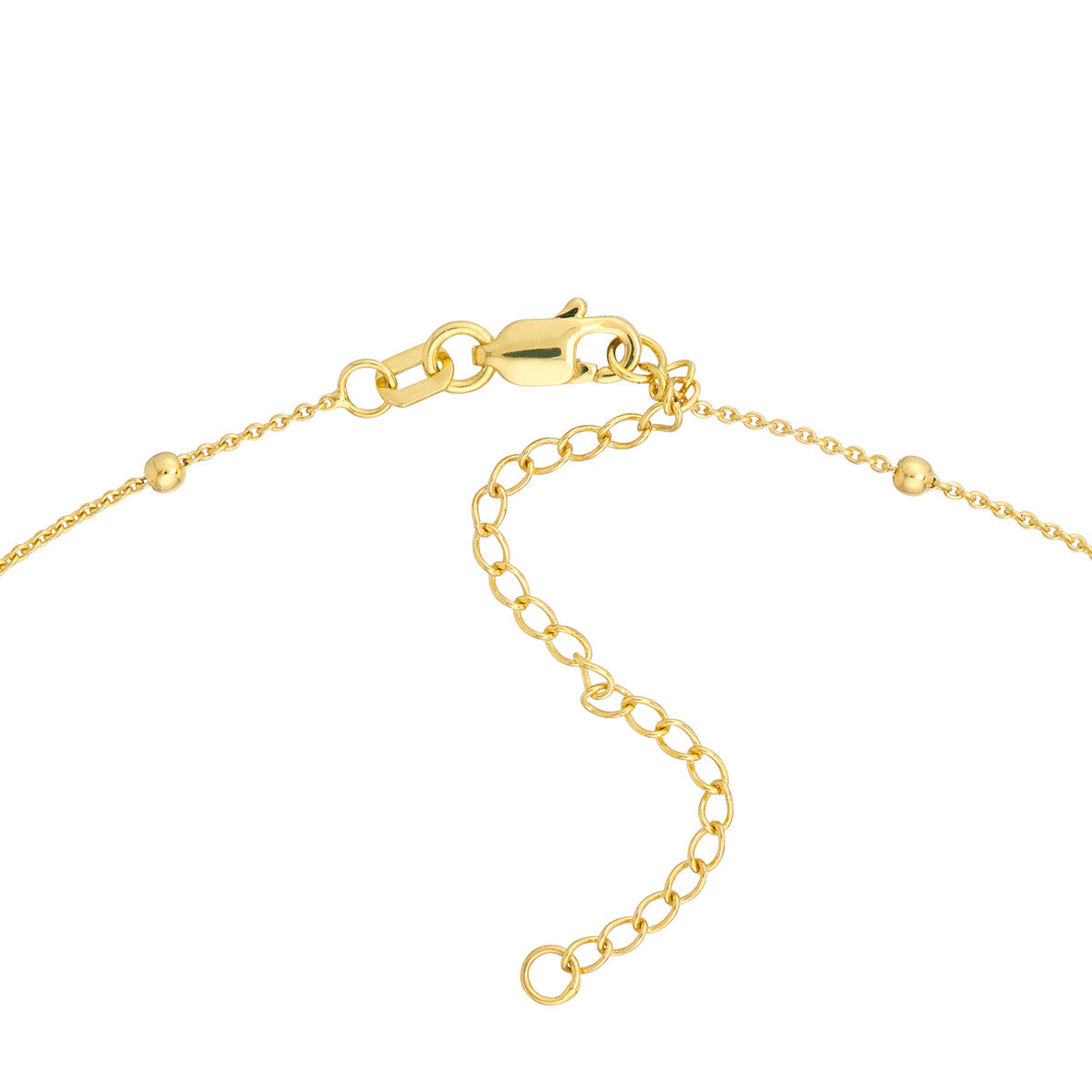 14K Gold Diamond Oval Necklace Diamond Oval Plate with Bead Frame Necklace