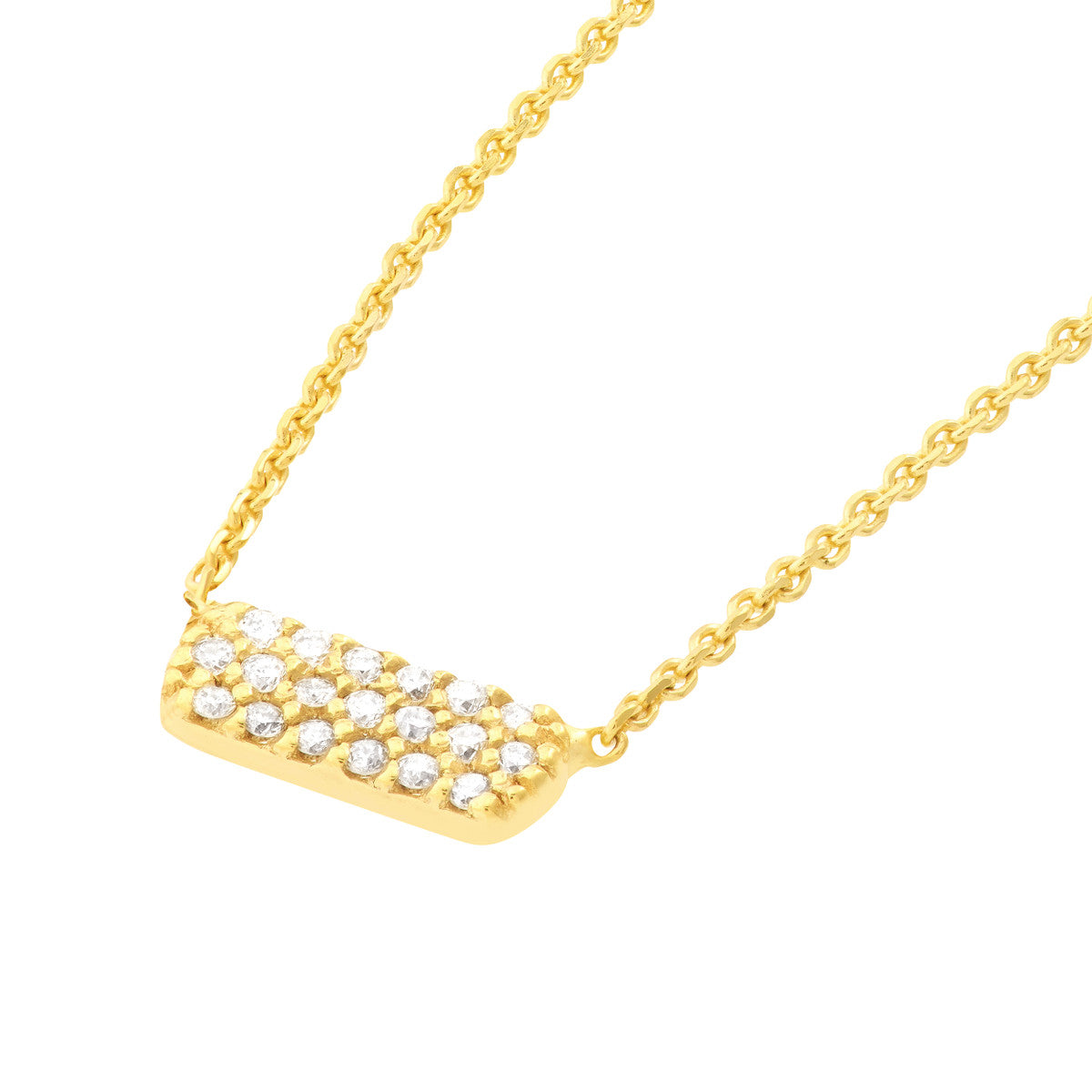 14K Gold Diamond Statement Necklace Diamond Mini E2W Dog Tag Necklace