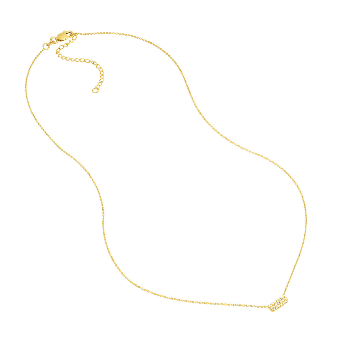 14K Gold Diamond Statement Necklace Diamond Mini E2W Dog Tag Necklace