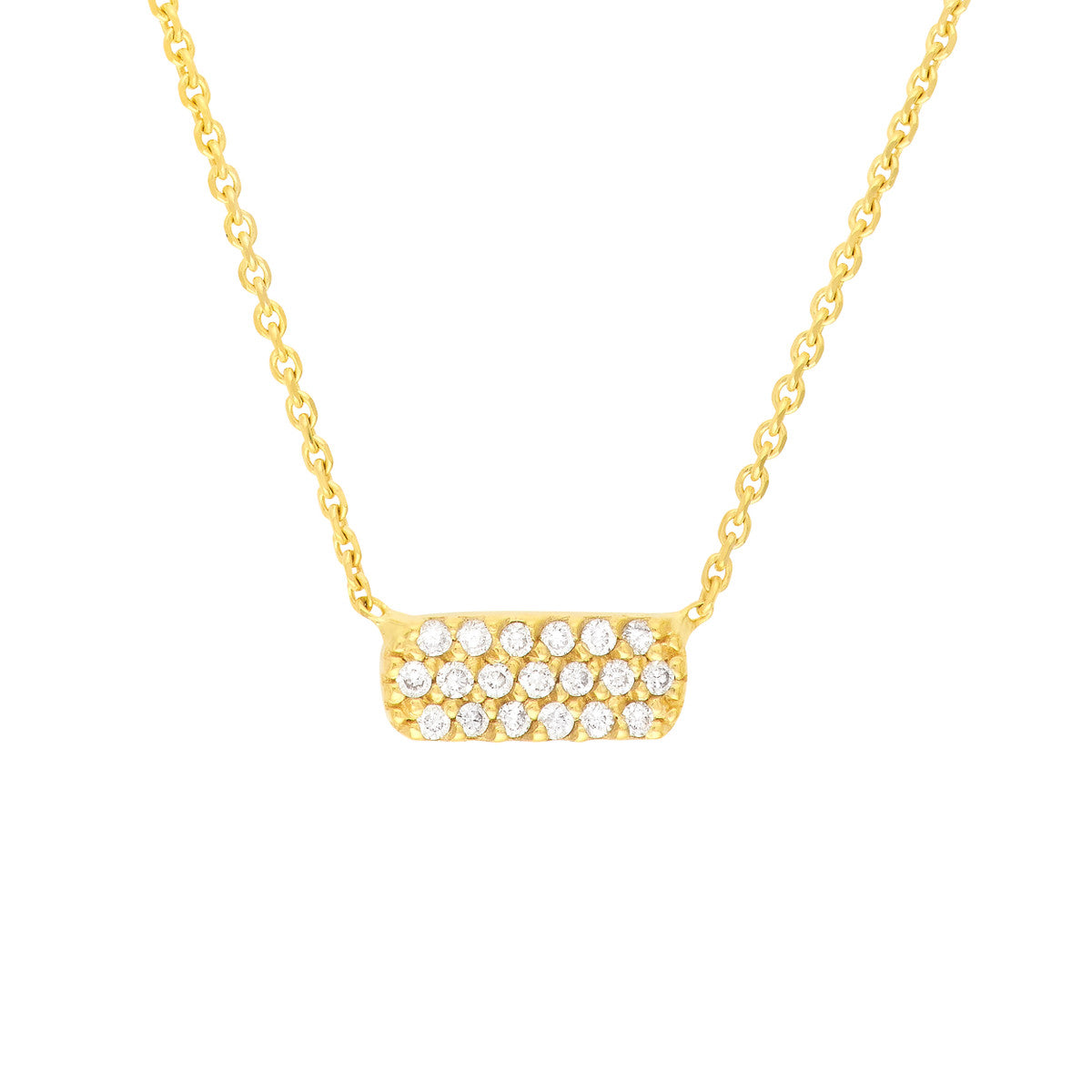 14K Gold Diamond Statement Necklace Diamond Mini E2W Dog Tag Necklace