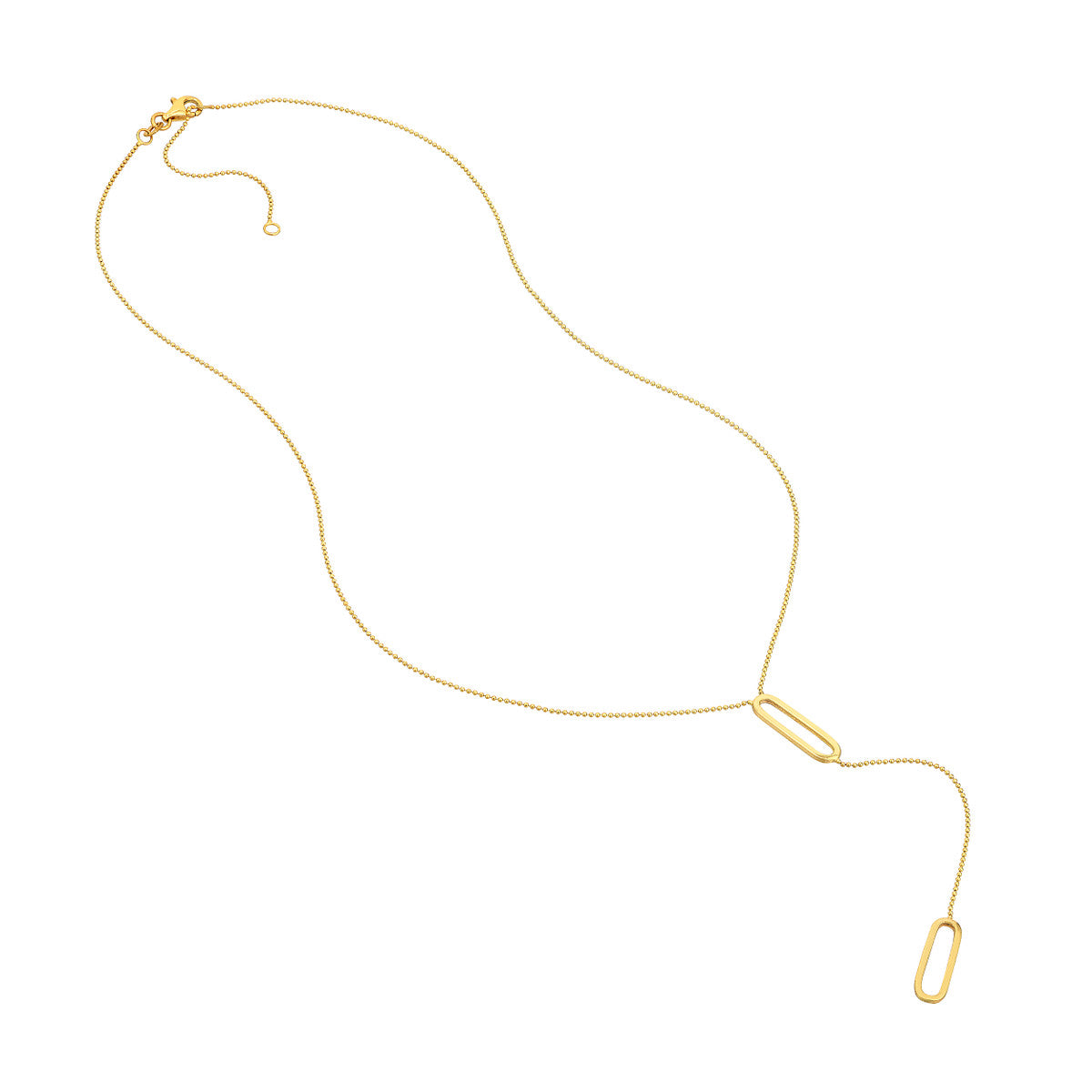 14K Gold Diamond Paperclip Chain Necklace Paper Clip Accented Y-Necklace