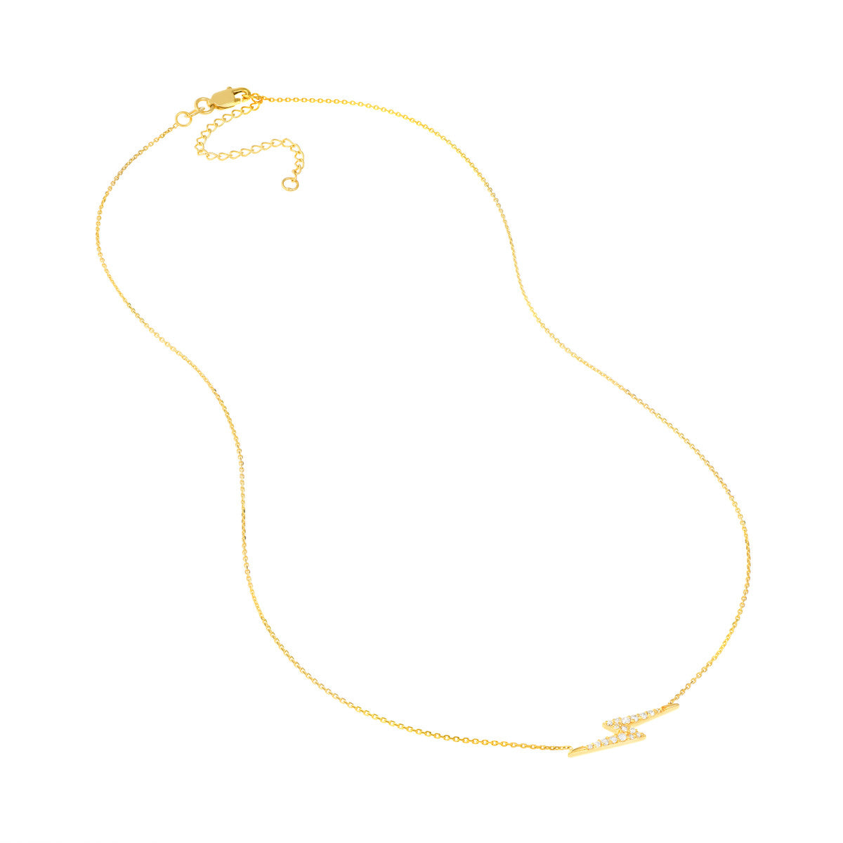 14K Gold Diamond Adjustable Necklace Diamond Thunderbolt Necklace
