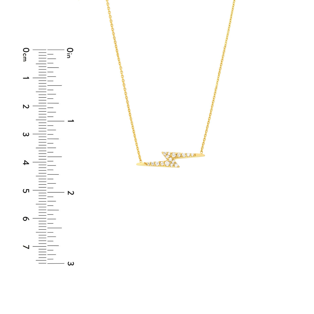 14K Gold Diamond Adjustable Necklace Diamond Thunderbolt Necklace