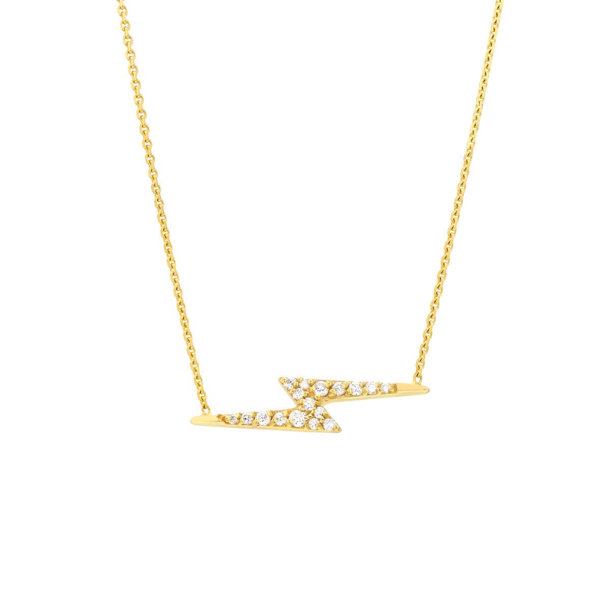 14K Gold Diamond Adjustable Necklace Diamond Thunderbolt Necklace