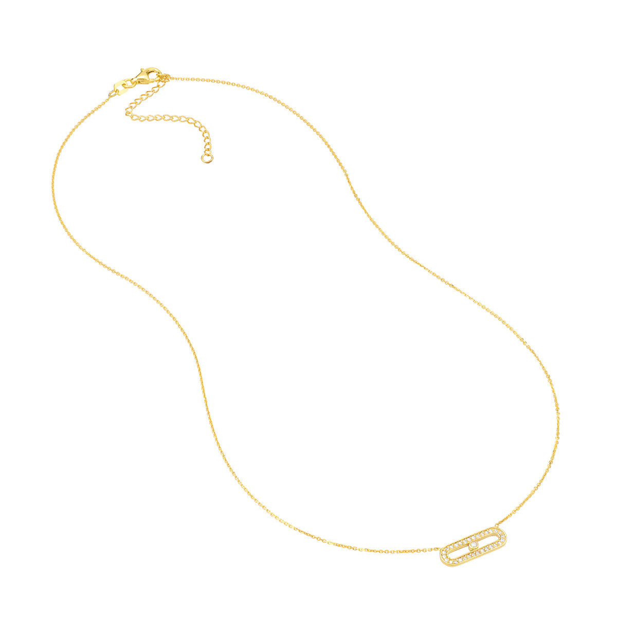 14K Gold Diamond Paperclip Link Chain Necklace Diamond Paper Clip Element Neckla