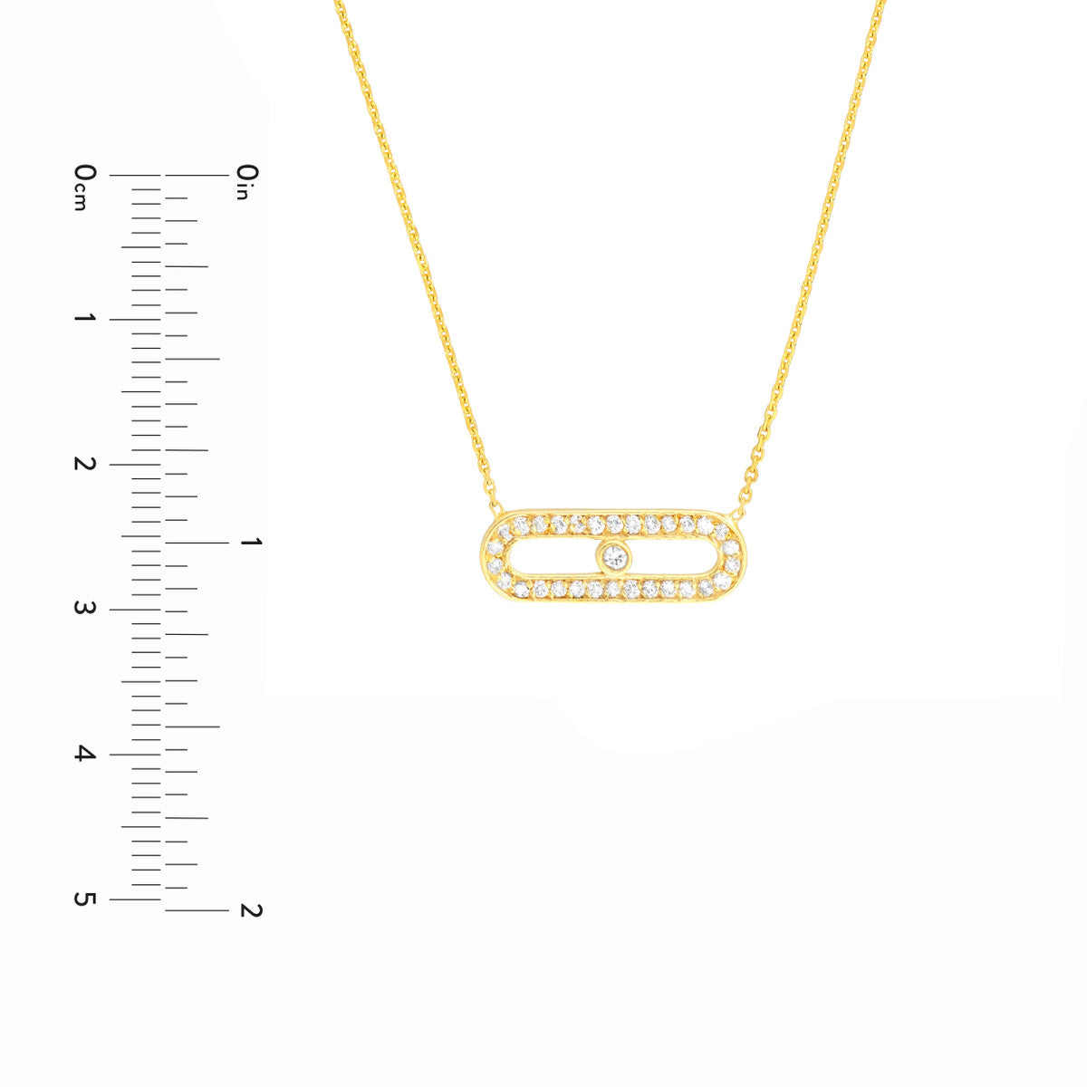 14K Gold Diamond Paperclip Link Chain Necklace Diamond Paper Clip Element Neckla