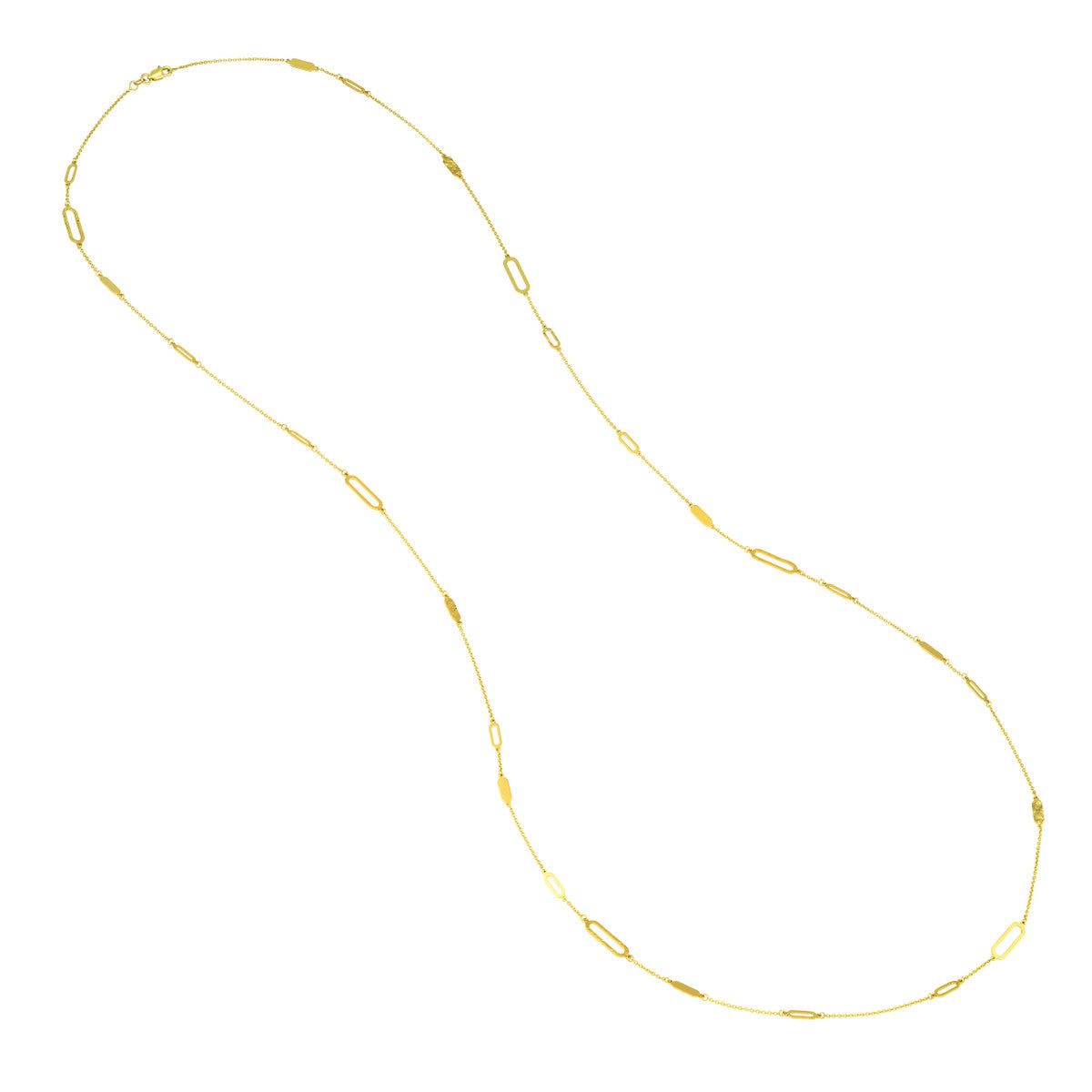 14K Gold Diamond Paperclip Necklace Long and Lovely D/C Paper Clip Necklace