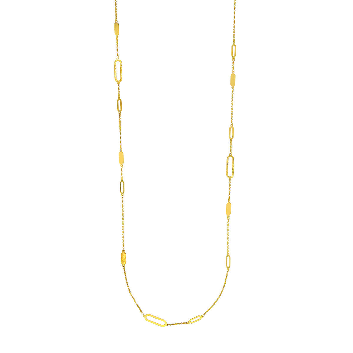 14K Gold Diamond Paperclip Necklace Long and Lovely D/C Paper Clip Necklace
