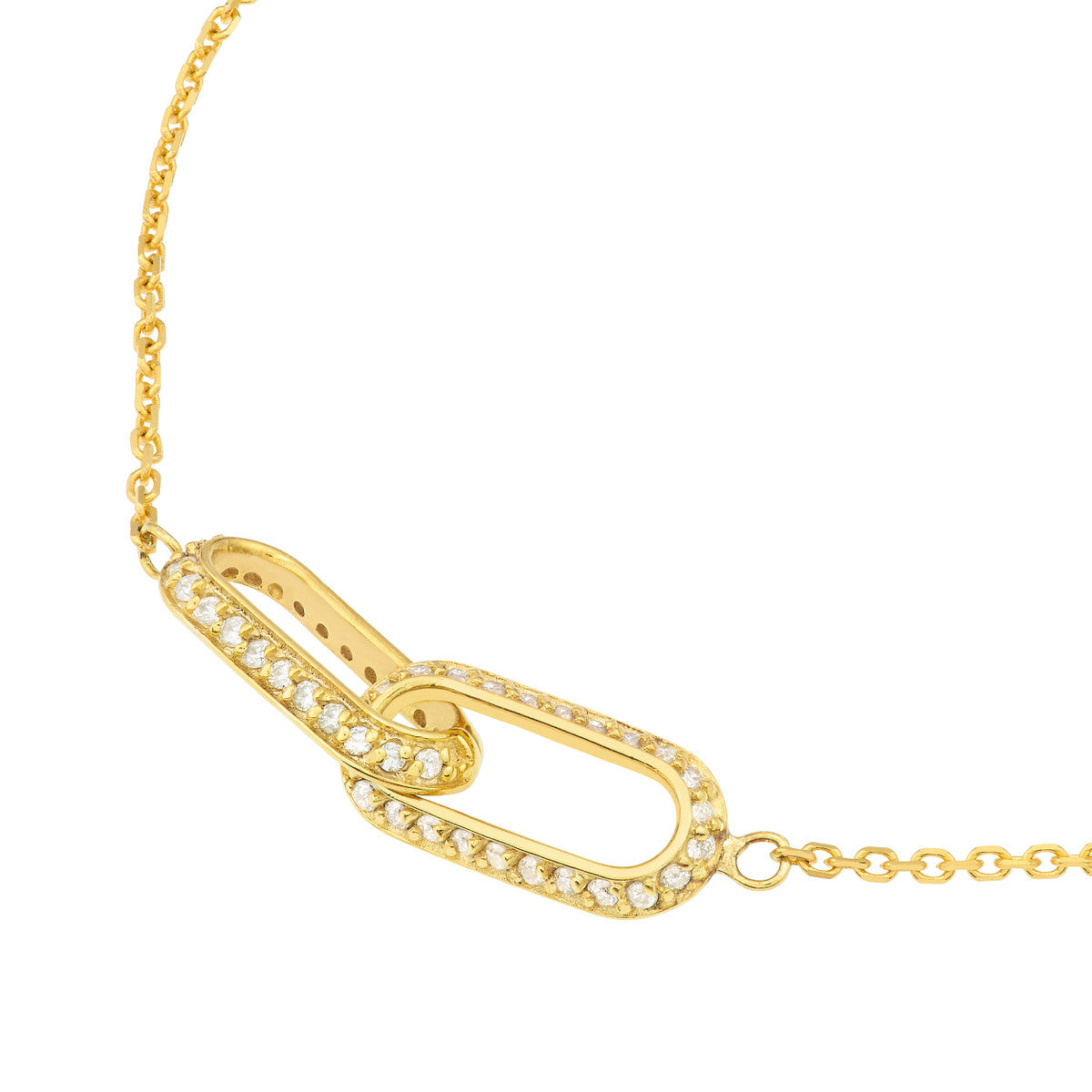 14K Gold Diamond Paperclip Link Adjustable Necklace Diamond Paper Clip Links Nec
