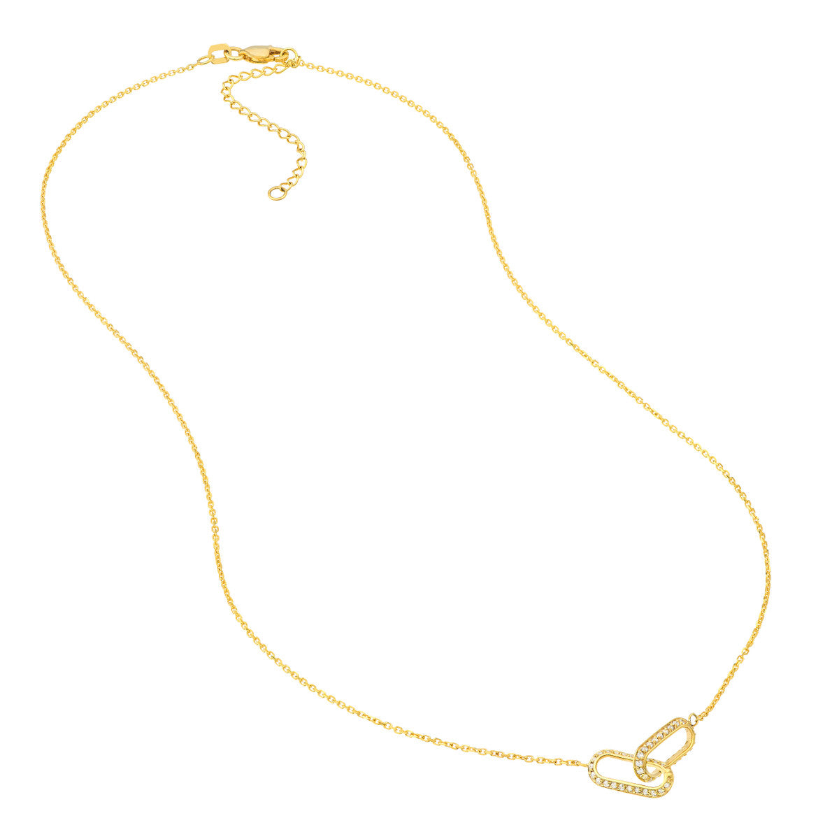 14K Gold Diamond Paperclip Link Adjustable Necklace Diamond Paper Clip Links Nec