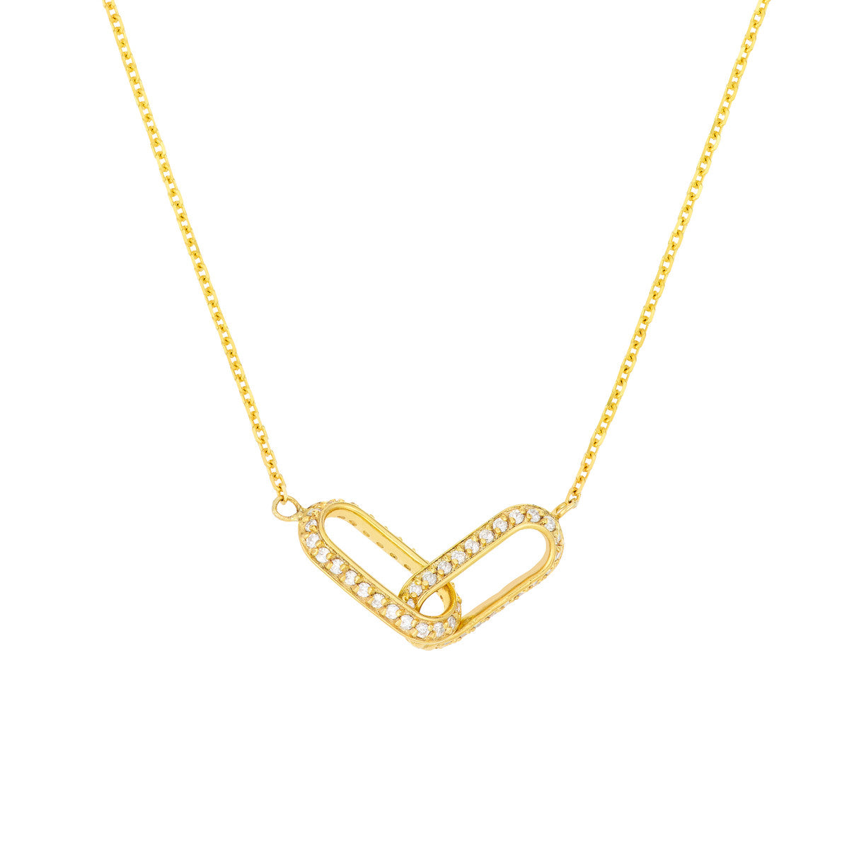 14K Gold Diamond Paperclip Link Adjustable Necklace Diamond Paper Clip Links Nec