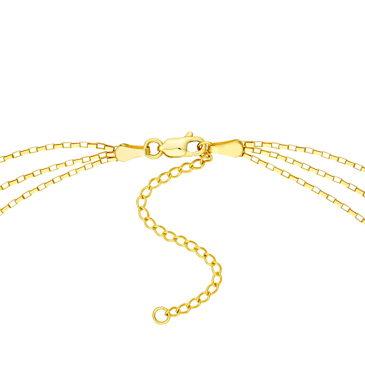 14K Gold Link Chain Layered Necklace Triple Graduated Box Link Necklace