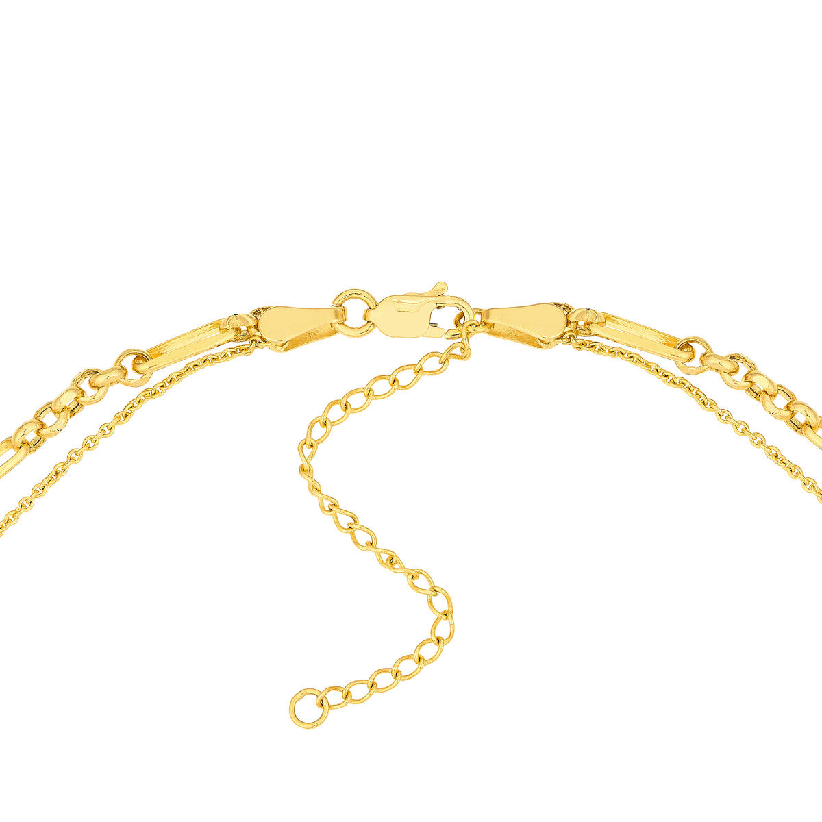 14K Gold Diamond Layered Necklace Diamond Circle Duet Layered Necklace