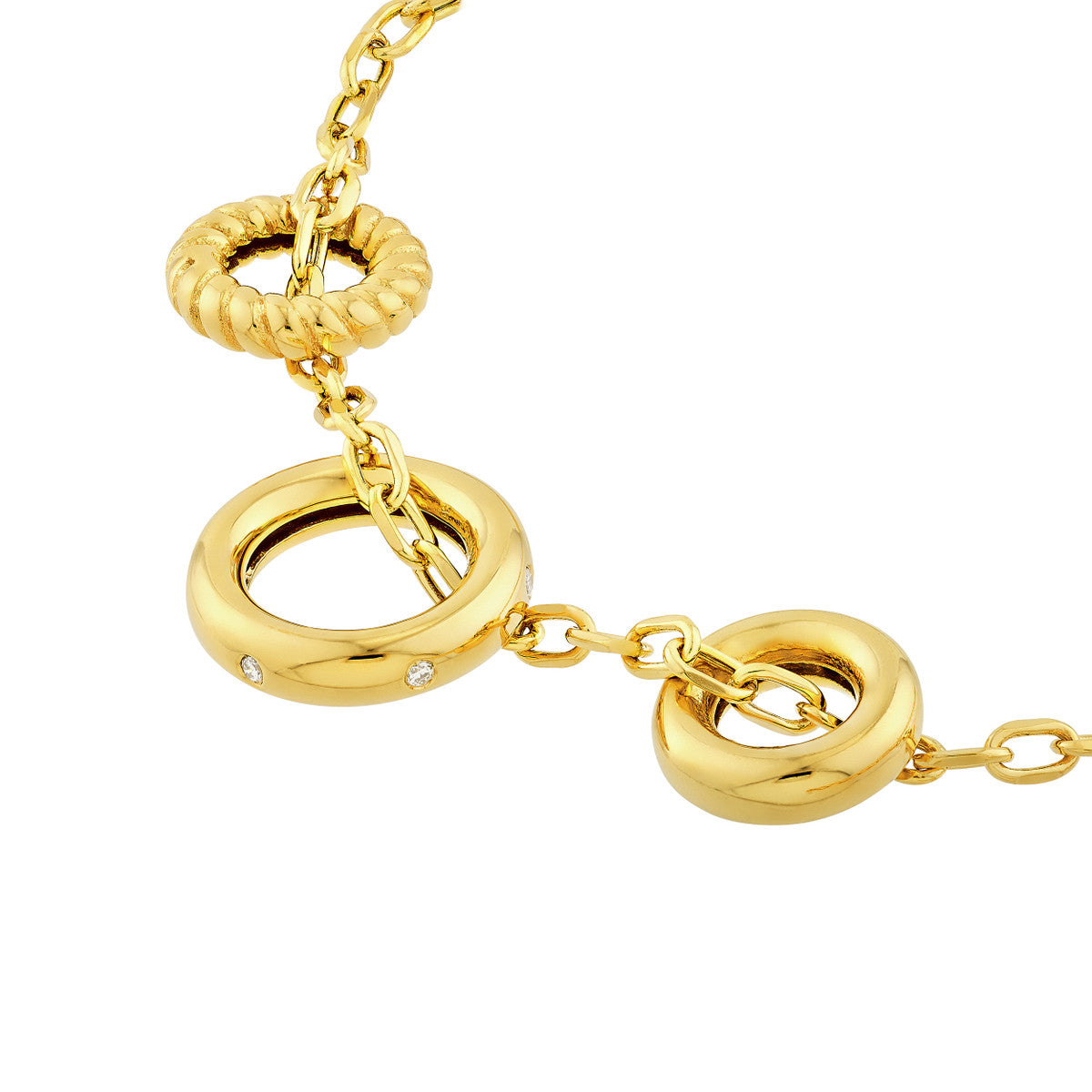 14K Gold Diamond Necklace Diamond Circle Trio Necklace