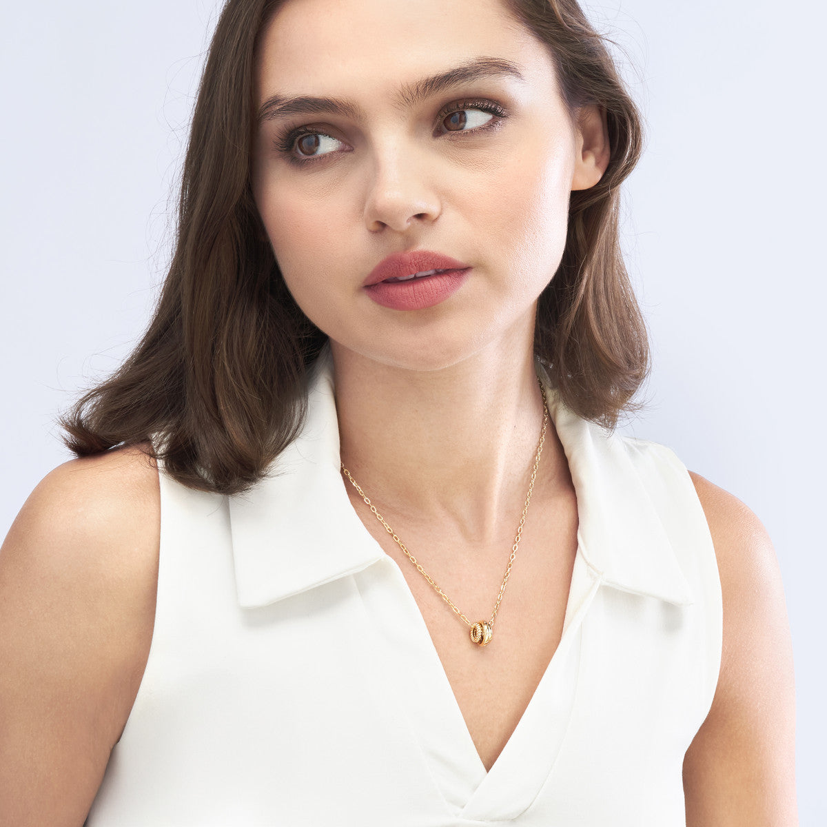 14K Gold Diamond Necklace Diamond Circle Trio Necklace