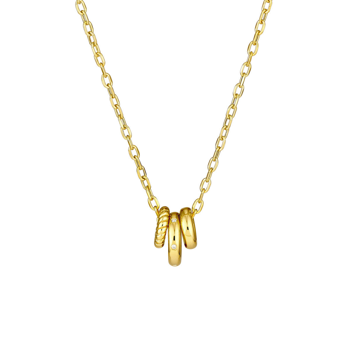 14K Gold Diamond Necklace Diamond Circle Trio Necklace