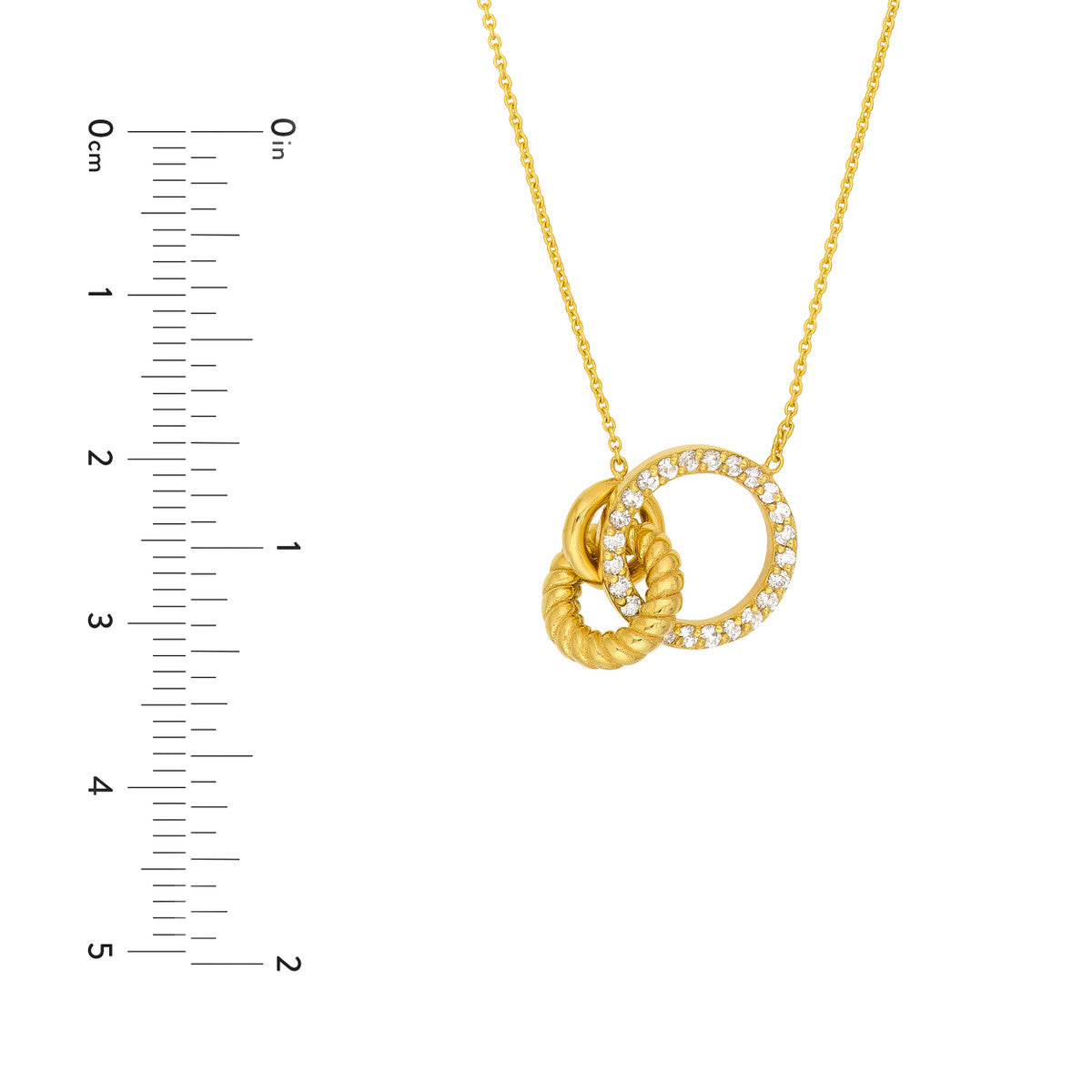 14K Gold Diamond Link Necklace Linked Circle Ring Necklace