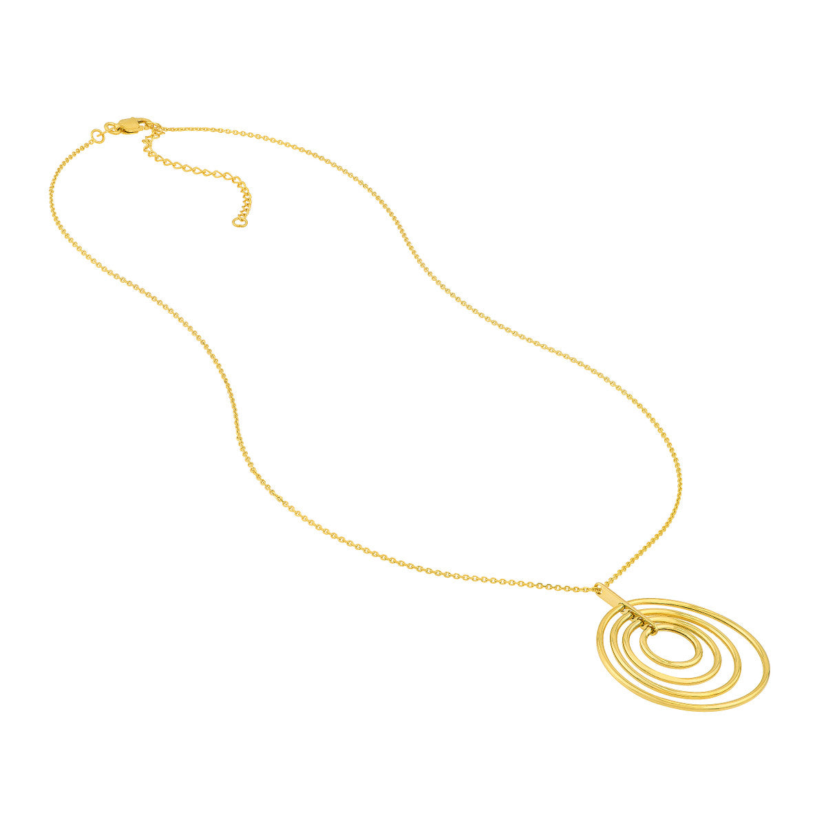 14K Gold Pendant Layered Necklace Concentric Circle Pendant Necklace