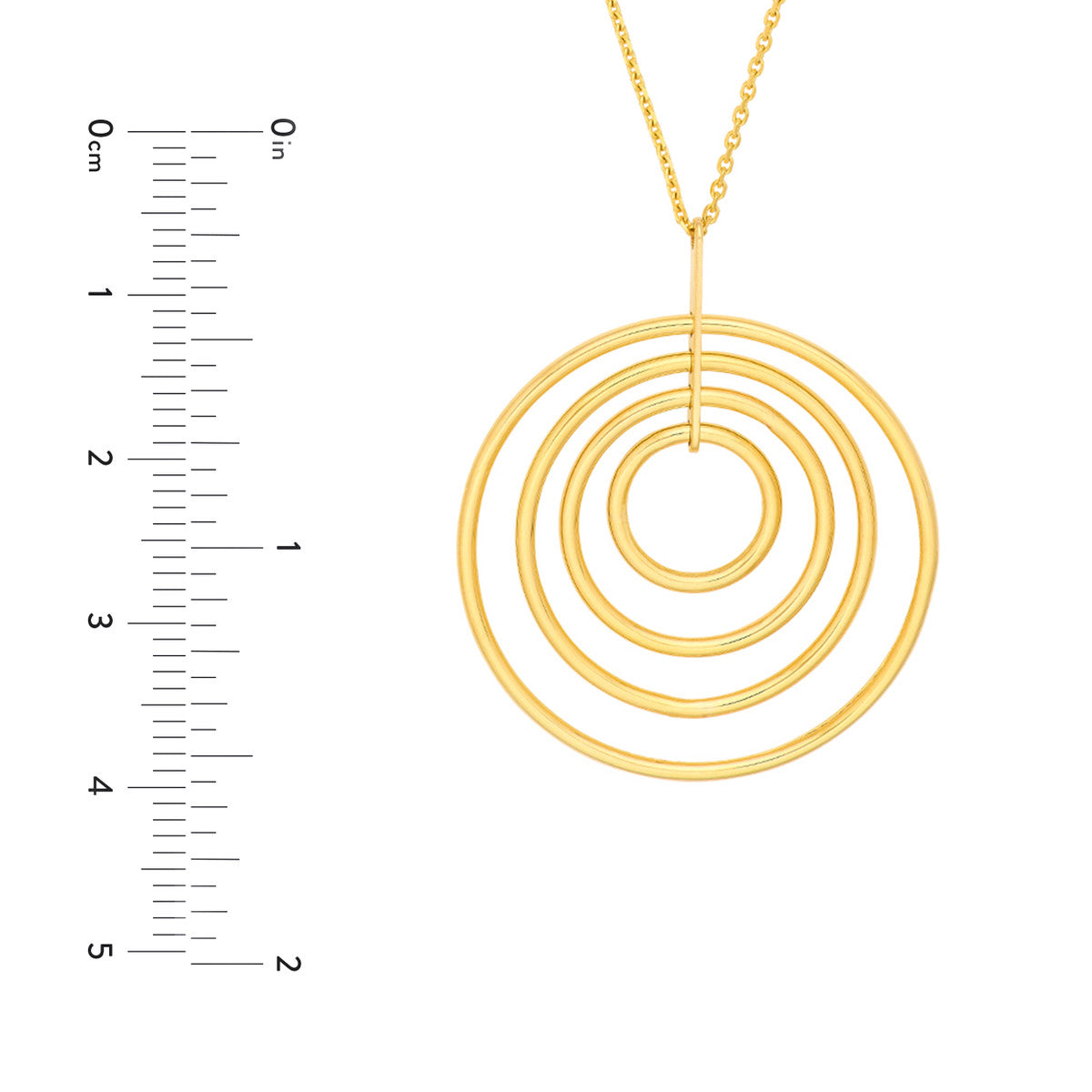 14K Gold Pendant Layered Necklace Concentric Circle Pendant Necklace