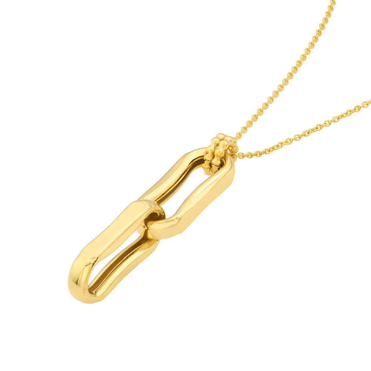14K Gold Link Oval Pendant Necklace Double Oval Link Pendant Necklace