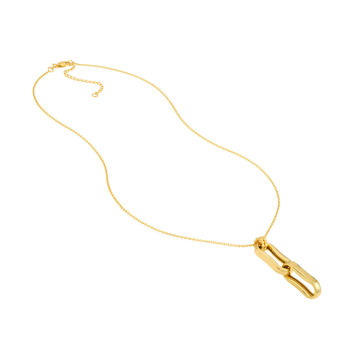 14K Gold Link Oval Pendant Necklace Double Oval Link Pendant Necklace