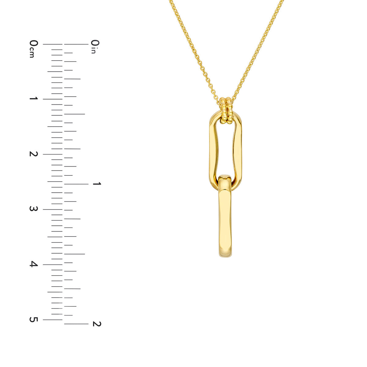 14K Gold Link Oval Pendant Necklace Double Oval Link Pendant Necklace